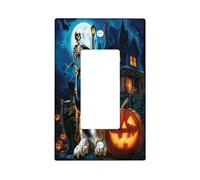 Placa decorativa para interruptor de luz de Halloween con diseño de perro Basset Hound de 1 banda, divertido esqueleto eléctrico para cocina, baño, decoración espeluznante de cubierta de interruptor