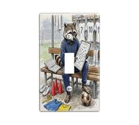 Placa decorativa para interruptor de luz de mapache de temporada de fútbol 2026, 1 palanca única, lista para combinar con Animal Coach, placa frontal eléctrica de impresión deportiva para habitación