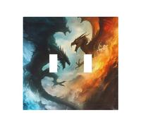 Placa decorativa para interruptor de luz de palanca, 2 placas de pared de tamaño mediano de 4.9 x 5 pulgadas, placa de pared de dragón de onda de llama roja y azul, cubierta de pared, policarbonato