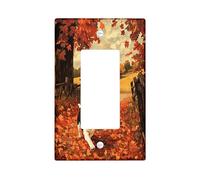 Placa decorativa para interruptor de luz de perro Boston Terrier de otoño, 1 banda, balancín individual, escena de hojas de campo otoñal, placa frontal eléctrica para cocina, baño, decoración de