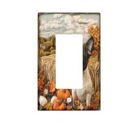 Placa decorativa para interruptor de luz de perro Boston Terrier de otoño, 1 banda, placa frontal eléctrica de otoño novedosa para cocina, baño, decoración de cubierta de interruptor de cachorro