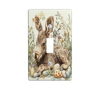 Placa decorativa para interruptor de luz de primavera, Pascua, alce, ciervo, vida silvestre, 1 interruptor, placa de interruptor eléctrico vintage de huevos de animales salvajes, placa frontal
