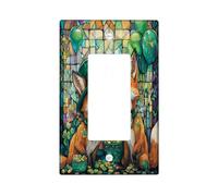 Placa decorativa para interruptor de luz de zorro del día de San Patricio, 1 banda, basculante individual, placa de interruptor eléctrico de animales de colores, placa frontal eléctrica divertida de