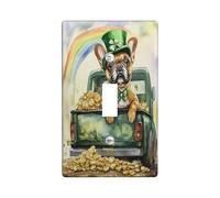 Placa decorativa para interruptor de luz del día de San Patricio, bulldog francés, placa de pared de 1 banda, interruptor eléctrico, placa frontal eléctrica arcoíris para dormitorio