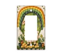 Placa decorativa para interruptor de luz del día de San Patricio, diseño de oveja, 1 banda, una sola banda, tejiendo divertido animal, placa frontal eléctrica con patrón de arco iris para habitación