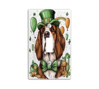 Placa decorativa para interruptor de luz del día de San Patricio, diseño de perro de San Bernardo, 1 interruptor, divertida placa de interruptor eléctrico para cachorros, placa frontal eléctrica con