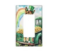 Placa decorativa para interruptor de luz del día de San Patricio, pastor alemán, placa de pared de 1 banda, balancín individual, placa de interruptor eléctrico para camión, cachorro, placa frontal