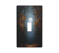 Placa decorativa para interruptor de luz, diseño de luna llena en el bosque otoñal, 1 banda, para cocina, granja, dormitorio, baño, decoración artística