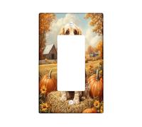 Placa decorativa para interruptor de luz, diseño de perro Cocker Spaniel de otoño, 1 banda, placa frontal eléctrica de calabaza de granja otoñal para cocina, baño, decoración de cubierta de