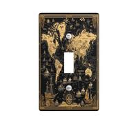 Placa decorativa para interruptor de mapa del tesoro náutico, 1 palanca única, mapa del mundo, rutas de barco, placa frontal eléctrica para decoración de dormitorio, baño, placa de interruptor