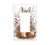 Placa decorativa para interruptor de zorro de acuarela otoñal, 1 banda, una sola banda, placa frontal eléctrica de calabaza de flores silvestres para decoración de dormitorio, baño, placa de