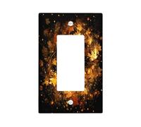 Placa decorativa para interruptor de zorro de otoño negro, 1 banda, placa frontal eléctrica de hoja de arce otoñal naranja para decoración de dormitorio, baño, diversión animal, placa de interruptor