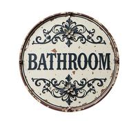 Placa decorativa para puerta de baño, letrero retro redondo de metal de estaño, decoración de pared vintage para el hogar, bar, cafetería, póster de metal de 8 x 8 pulgadas