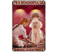Placa Decorativa Peluquería Canina Es Un Día Maravilloso Para Embellecer A Los Perros Estaño Pared Señal Vintage Metal Cartel Puerta Resistente Placa De La Pared Póster Para Cafetería Bar S
