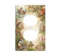 Placa dúplex con ilustración de animales del bosque | Criaturas del bosque, ilustración de libro de cuentos, tema rústico, arte natural, decoración rústica de pared