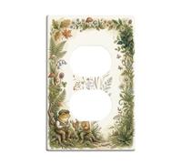 Placa dúplex vintage de anfibios con ilustración de ranas | Ilustración botánica, estética rústica, estilo vintage del bosque, obra de arte de libro de cuentos, decoración del hogar