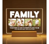 Placa familiar personalizada con foto y texto, regalos personalizados, cristal acrílico de 5 x 7 pulgadas con base LED opcional
