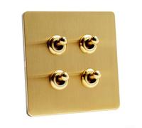 Placa frontal de acero inoxidable cepillado dorado mate para interruptor de palanca con compatibilidad de instalación oculta tipo 86 (4 bandas)