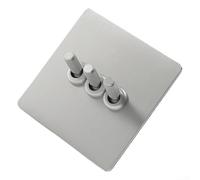 Placa frontal de acero inoxidable mate para interruptor de palanca con estética industrial retro y latón macizo para palanca (C)