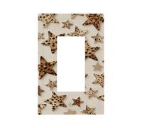 Placa frontal de pared con diseño de estrellas con textura de leopardo, cubierta de placa frontal, 1 banda, decoración de receptáculo para el hogar, cocina, habitación, baño, decoración