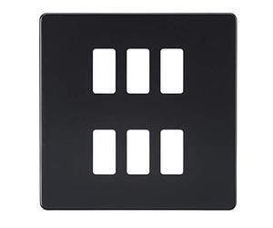 Placa frontal de rejilla 6G sin tornillos, negro mate