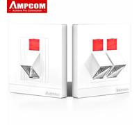 Placa frontal en ángulo AMPCOM de 86*86 mm con soporte para acoplador de fibra óptica, adecuada para fibra óptica, RJ45 y RJ11, módulos Keystone telefónicos 1 Port