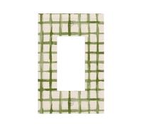 Placa frontal minimalista de rejilla verde en beige suave para interruptor de luz, cubierta de placa frontal, 1 banda, decoración de receptáculo para el hogar, cocina, habitación, baño