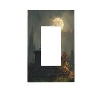 Placa frontal para interruptor de luz con diseño de fantasma, diseño de leyendo en una lápida, cubierta de placa frontal, 1 banda, decoración de receptáculo para el hogar, cocina, habitación, baño