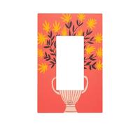 Placa frontal para interruptor de luz minimalista con diseño de flores amarillas en frasco, 1 banda, decoración de receptáculo para el hogar, cocina, habitación, baño, decoración