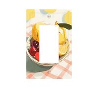Placa frontal para interruptor de luz vintage con diseño de cuenco de cerezas y limones, 1 banda, para decoración del hogar, cocina, habitación, baño