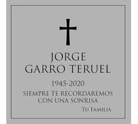 Placa funeraria de aluminio plateado grabado negro para exterior e interior grabada con láser para lápida, nicho o pared. Cinta doble cara ultra fuerte. (Diseño Cruz)