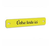 Placa funeraria grabada personalizada de 1 a 2 líneas, 14 x 2,2 cm, perforada adhesiva, color amarillo