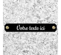 Placa funeraria grabada personalizada de 1 a 2 líneas, 14 x 2,2 cm, perforada autoadhesiva, color negro