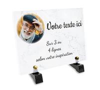 Placa funeraria rectangular con foto personalizable en plexi, diseño de mármol, diferentes tamaños, grosor de 6 mm, personalizado en varias líneas, 20 x 15 cm
