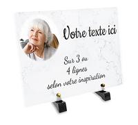 Placa funeraria rectangular con foto personalizable en plexi, diseño de mármol, diferentes tamaños, grosor de 6 mm, personalizado en varias líneas 30 x 20 cm