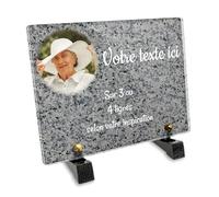 Placa funeraria rectangular con foto personalizable en plexi patrón granito 2, diferentes tamaños, grosor 6mm, personalizado en varias líneas 20x15 cm
