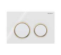 Geberit Omega20 Placa de accionamiento, para doble descarga, 115.085.KK.1, Color: blanco / chapado en oro / blanco