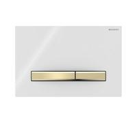 Placa Geberit Sigma50 Cuadrada Blanca / Latón Doble Botón | 115.672.11.2 Latón