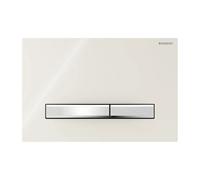 Placa Geberit Sigma50 Cuadrada Efecto Vidrio Gris Arena / Cromo Doble Botón