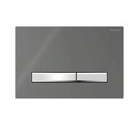 Placa Geberit Sigma50 Cuadrado Vidrio Ahumado A Espejo / Cromado Doble Botón 115