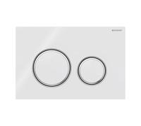 Placa Geberit Sigma50 RouVetro Blanco / Cromado Doble Botón | 115.884.SI.1