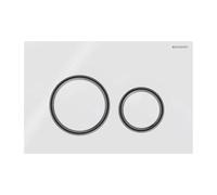 Placa Geberit Sigma50 RouVetro Blanco / Negro Cromado Doble Botón | 115.651.