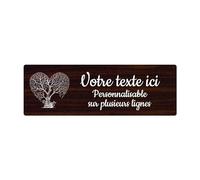 Placa grabada funeraria, diseño de árbol de cosa, autoadhesiva, 20 x 6,5 cm, personalizada, 1 a 3 líneas, madera