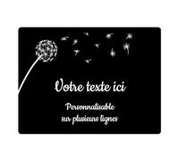 Placa grabada funeraria, diseño de diente de león, autoadhesiva, 20 x 15 cm, personalizada, 1 a 3 líneas, color negro