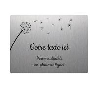 Placa grabada funeraria, diseño de diente de león, autoadhesiva, 20 x 15 cm, personalizada, 1 a 3 líneas, aluminio cepillado
