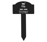 Placa grabada funeraria para mascotas, diseño de silueta de gato, para plantar 25 x 14 cm, personalizada, 1 a 3 líneas, color negro