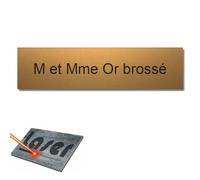 Placa grabada para timbre intercomunicador autoadhesivo, 6 x 1,5 cm, personalizada, 1 a 2 líneas, oro cepillado