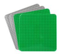 Placa grande compatible con Lego Duplo, 38 x 38 cm, juguete de construcción para niñas y niños (4 piezas, 2 verdes, 2 grises)