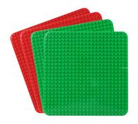 Placa grande compatible con Lego Duplo, 38 x 38 cm placa base, juguete de construcción para niñas y niños (4 piezas, 2 rojos, 2 verdes)