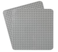 Placa grande compatible con Lego Duplo, 38 x 38 cm Placa básica, juguete de construcción para niñas y niños (2 piezas, gris)